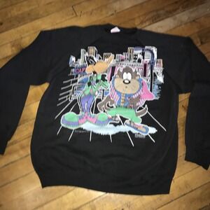 Daffy Duck & Tazmanian Devil Crewneck Sweatshirt Large By Freeze NY 1994 Vintage